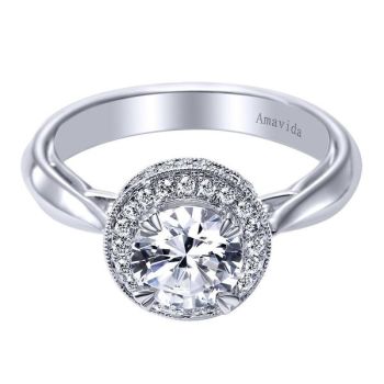 Gabriel & Co 18K White Gold 0.33 ct Diamond Halo Engagement Ring Setting ER6339W83JJ