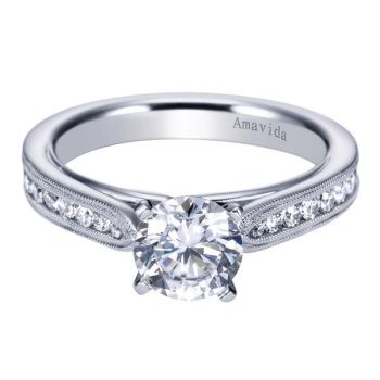 Gabriel & Co 18K White Gold 0.26 ct Diamond Straight Engagement Ring Setting ER6191W83JJ