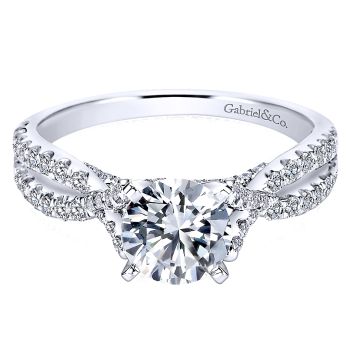 0.54 ct - Diamond Engagement Ring Set in 14k White Gold Criss Cross /ER7544W44JJ-IGCD