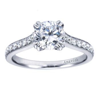 0.34 ct - Diamond Engagement Ring Set in 18k White Gold - Straight Setting /ER7248W83JJ-IGCD