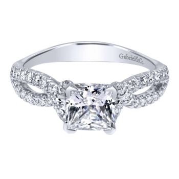 14K White Gold 0.32 ct Diamond Criss Cross Engagement Ring Setting ER11887S4W44JJ