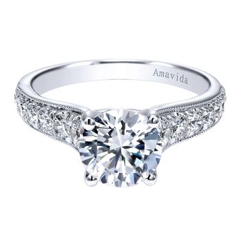 0.59 ct - Diamond Engagement Ring Set in 18k White Gold - Straight Setting /ER11735R6W83JJ-IGCD