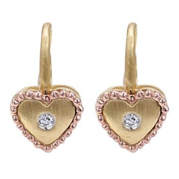14k Yellow/pink Gold Diamond Drop Earrings 0.02 ct EG9862L45JJ