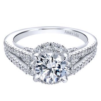 Gabriel & Co 18K White Gold 0.59 ct Diamond Halo Engagement Ring Setting ER11632R4W83JJ