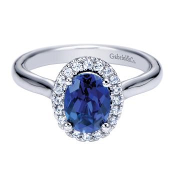 0.21 ct F-G SI Diamond and Sapphire Fashion Ladie's Ring In 14K White Gold LR6711W44SA