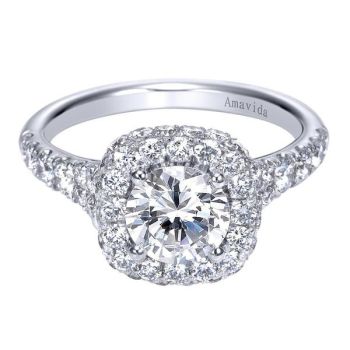 Gabriel & Co 18K White Gold 1.03 ct Diamond Halo Engagement Ring Setting ER7921W83JJ
