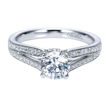 0.29 ct - Diamond Engagement Ring Set in 14k White Gold Split Shank /ER8001W44JJ-IGCD