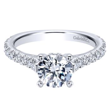 14K White Gold 0.55 ct Diamond Straight Engagement Ring Setting ER12295R4W44JJ