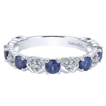 0.07 ct - Ladies' Ring
 14k White Gold Diamond And Sapphire Stackable /LR4928W44SA-IGCD