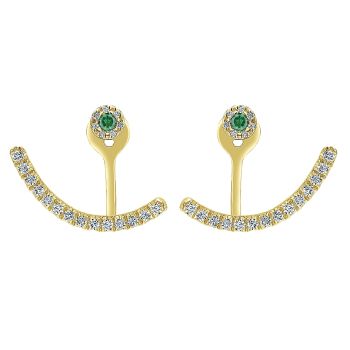 0.46 ct - Earrings
 14k Yellow Gold Diamond And Emerald Peek A Boo /EG13036Y45EA-IGCD
