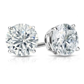 4.00ct Lab Grown Round Brilliant Cut Diamond Studs Set In 14kt White Gold 4 Prong Basket Setting