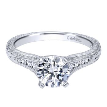 14K White Gold 0.15 ct Diamond Straight Engagement Ring Setting ER10276W44JJ