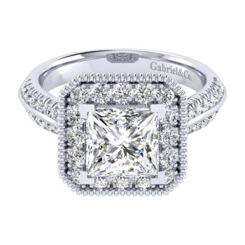 14K White Gold 0.81 ct Diamond Halo Engagement Ring