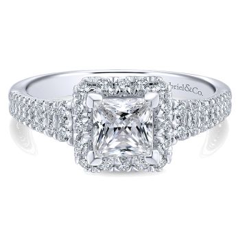 0.59 ct Diamond Engagement Ring - Set in 14k White Gold Diamond Halo /ER12624S3W44JJ-IGCD