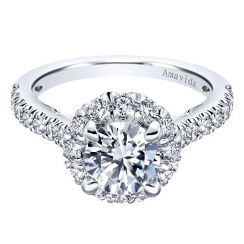 Gabriel & Co 18K White Gold 0.80 ct Diamond Halo Engagement Ring Setting ER11330R4W83JJ