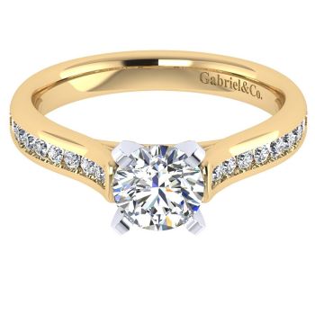 two tones 0.30ct diamond straight engagement ring 