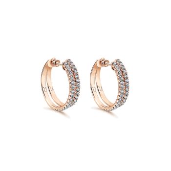 0.90 ct - Earrings
 14k Pink Gold Diamond Classic Hoop /EG12602K45JJ-IGCD