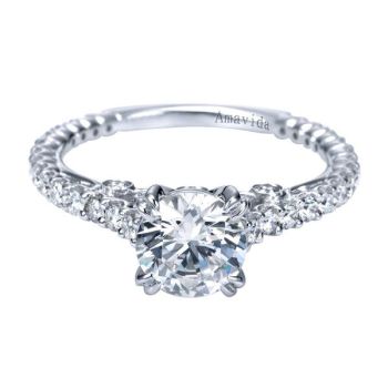 Gabriel & Co 18K White Gold 0.52 ct Diamond Straight Engagement Ring Setting ER7213W83JJ