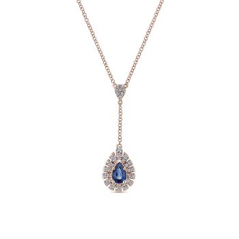 0.23 ct - Necklace
 14k Pink Gold Diamond And Sapphire Fashion /NK5296K45SA-IGCD