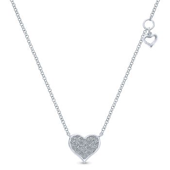 0.20 ct - Necklace
 14k White Gold Diamond Heart /NK4538W45JJ-IGCD
