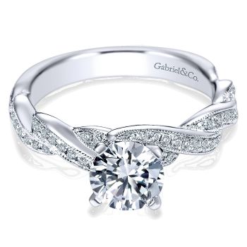 0.29 ct - Diamond Engagement Ring Set in 14k White Gold Criss Cross /ER6138W44JJ-IGCD