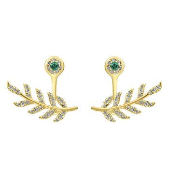 0.28 ct - Earrings
 14k Yellow Gold Diamond And Emerald Peek A Boo /EG13030Y45EA-IGCD