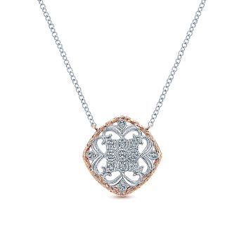 0.08 ct - Necklace
 14k White/pink Gold Diamond Fashion /NK4761T45JJ-IGCD