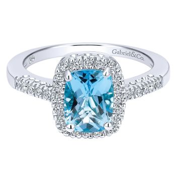 0.18 ct - Ladies' Ring
 14k White Gold Diamond Swiss Blue Topaz Fashion /LR4663W45BT-IGCD