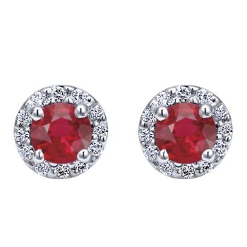 14k White Gold Diamond and Ruby Stud Earrings 0.06 ct EG9682W45RA