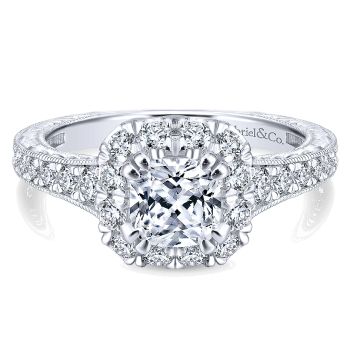 0.95 ct Diamond Engagement Ring - Set in 14k White or Pink Gold Diamond Halo /ER12827C4T44JJ-IGCD