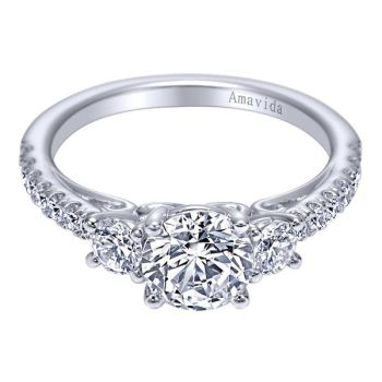 14K White Gold 0.54 ct 3 Stones Diamond Engagement Ring Setting ER6366W83JJ
