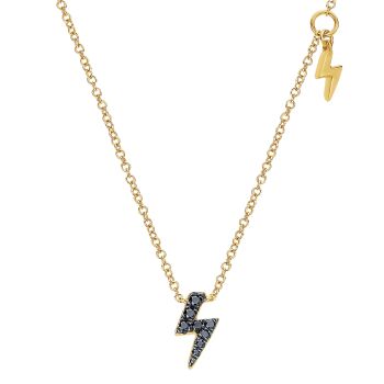 0.12 ct - Necklace
 14k Yellow Gold Black Diamond Fashion /NK4532Y4JBD-IGCD