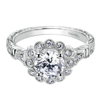 Platinum 0.18 ct Diamond Halo Engagement Ring Setting ER6510PT3JJ