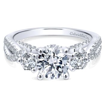 0.85 ct - Diamond Engagement Ring Set in 14k White Gold Criss Cross /ER12619R4W44JJ-IGCD