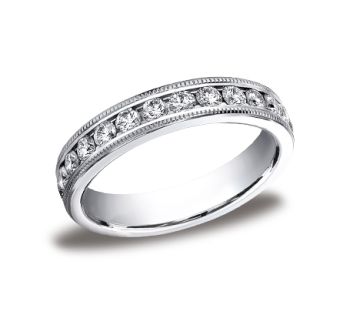 18Kt White Gold 3mm Channel Set Diamond Eternity Wedding Band With Milgrain With A Total Weight Of 0.66Ct 53355018KWR-IBMD