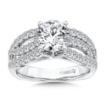Diamond Engagement Ring With Side Stones in 14K White Gold with Platinum Head (1.05ct. tw.) /CR121W