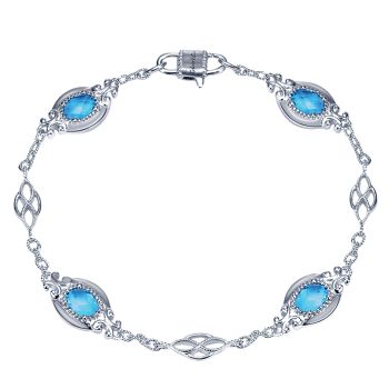 4.53 ct - Bracelet
 925 Silver Swiss Blue Topaz Chain /TB3060SVJBT-IGCD
