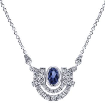 18k White Gold Diamond A Quality Sapphire Fashion Necklace NK4973W84SA