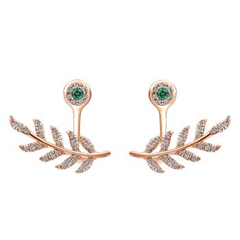 0.28 ct - Earrings
 14k Pink Gold Diamond And Emerald Peek A Boo /EG13030K45EA-IGCD