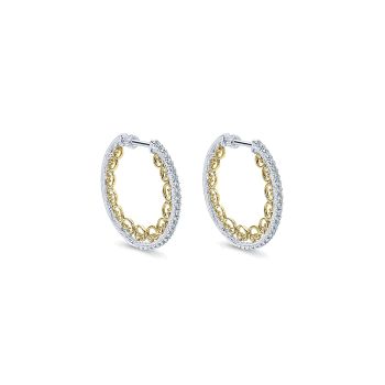 0.40 ct - Earrings
 14k Yellow/white Gold Diamond Intricate Hoop /EG12051M45JJ-IGCD