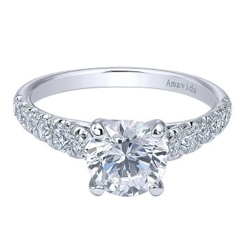 0.49 ct - Diamond Engagement Ring Set in 18k White Gold - Straight Setting /ER9115R4W83JJ-IGCD