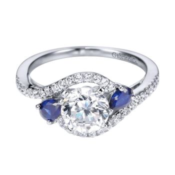 14K White Gold 0.20 ct Diamond and Sapphire Bypass Engagement Ring Setting ER5331W44SA
