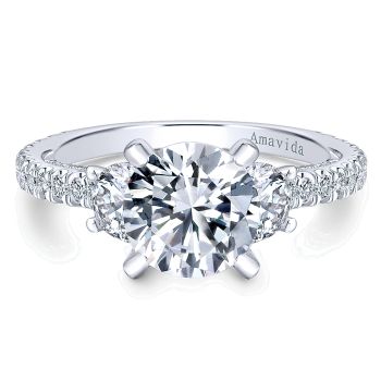 1.01 ct - 3 Stone Diamond Engagement Ring Set in 18k White Gold /ER12882R6W83JJ-IGCD