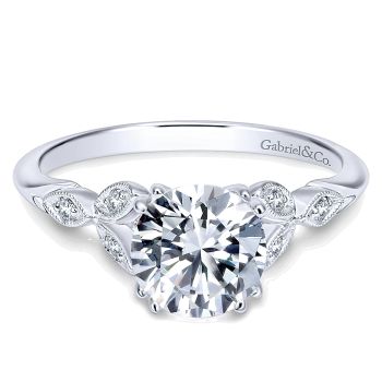 0.08 ct - Diamond Engagement Ring Set in 14k White Gold Straight Setting /ER11721R4W44JJ-IGCD