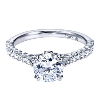 0.43 ct - Diamond Engagement Ring Set in 18k White Gold - Straight Setting /ER7373W83JJ-IGCD