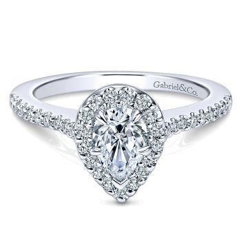 0.32 ct Diamond Engagement Ring - Set in 14k White Gold Diamond Halo /ER5828W44JJ-IGCD
