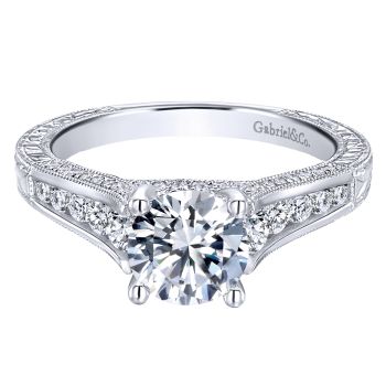 14K White Gold 0.56 ct Diamond Straight Engagement Ring Setting ER12316R4W44JJ