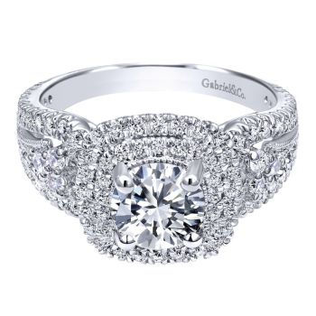 14K White Gold 0.81 ct Diamond Criss Cross Engagement Ring