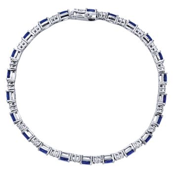 1.07 ct Diamond and Sapphire Tennis Bracelet In 14K White Gold TB1037W45SB