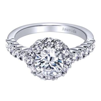 Gabriel & Co 18K White Gold 0.77 ct Diamond Halo Engagement Ring Setting ER6136W83JJ
